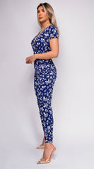 Konrad Blue Floral Print Jumpsuit