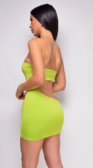 Kionia Lime Green Side Cut Out Tube Mini Dress