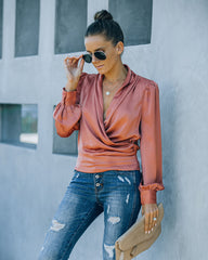 Exceptional Drape Blouse - Rust