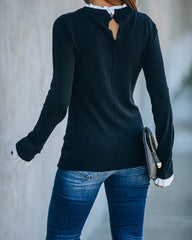 France Contrast Ruffle Sweater Top