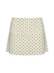 Amia Lace Mini Skirt Cream Polka Dot