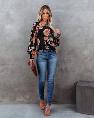 Great Heights Floral Blouse - Black