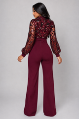 Eve Wine Red Sequin Jumpsuit