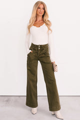 Henley Wide Leg Mica Denim Jeans (Fern Green)