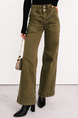 Henley Wide Leg Mica Denim Jeans (Fern Green)