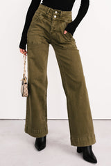 Henley Wide Leg Mica Denim Jeans (Fern Green)