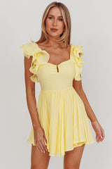 Sunday Dreams Ruffle Strap Mini Dress Yellow