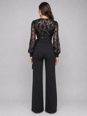 Eve Sequin Jumpsuit - Black
