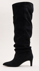 Sovana Suede Ruched Boots - Black