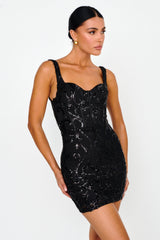 Kaden Sequin Embellished Mini Dress Black
