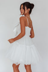 True Wish Bow Tulle Mini Dress White