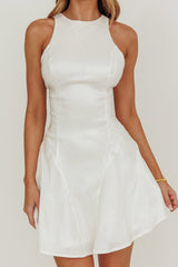 Dazzling Light Bow Mini Dress White