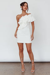 Grecca One-Shoulder Mini Dress Off White