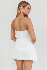 Toni Strapless Ruched Mini Dress White
