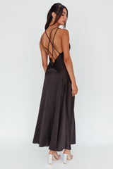 Signature Lace Trim Midi Dress Black