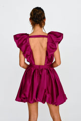 Hidden Heart Bubble Hem Mini Dress Magenta