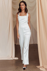 Tarlena Chiffon Neckline Jumpsuit Off-White