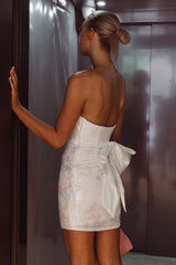Vida Bow Sequin Mini Dress White