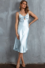 Perfect Day Satin Midi Dress Steel Blue