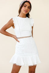 Reaching For Stars Corset Back Broderie Anglaise Dress White
