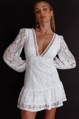 Summer Wine Long Sleeve Lace Dress White