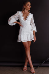 Summer Wine Long Sleeve Lace Dress White