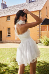 Fayette Strapless Mesh Mini Dress White