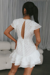 Destined To Be Ruffle Mini Dress Textured White