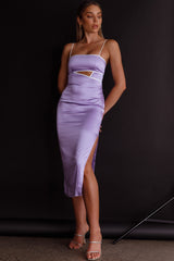 Laia Cut-Out Bodice Midi Dress Lilac