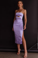 Laia Cut-Out Bodice Midi Dress Lilac