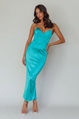 Seraya Lace-Up Back Dress Green