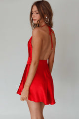 Bella Notte Plunging A-Line Mini Dress Cherry