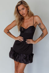 Buona Sera Hem Decoration Mini Dress Black