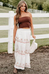 Cozy Corner Ribbed Strapless Fold Over Top (Chestnut)