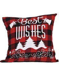 1pc Christmas Plaid Pillow Cover 18x18inch Farmhouse Pillow Cover Holiday Rustic Linen Pillow Case Sofa Couch Throw Christmas Decoration
