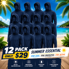 UPF 50+ Long-Sleeve Sun-Protection Hoodie (with Sleeve Pocket and Face Mask)