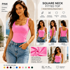 Women Summer&Fall Basic Striped Square Neck Short Sleeve Fitted Crop T-Shirt