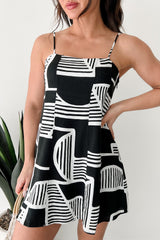 Let's Explore Sleeveless Abstract Mini Dress (Black)