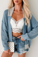 Rest Is Ritual Mineral Wash POL Cardigan (Blue)