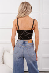 My Hot Take Bustier Crop Top (Black)