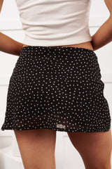 Glossed Out Polka-Dot Mini Skirt (Black/White Dot)