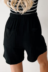 Embracing Flow High Rise Linen Shorts (Black)