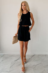 Embracing Flow High Rise Linen Shorts (Black)
