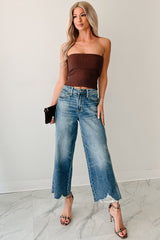 Cozy Corner Ribbed Strapless Fold Over Top (Chestnut)