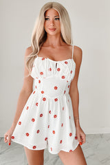 Rosy & Radiant Sleeveless Floral Romper (Off White)
