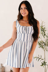 Here With Me Striped Mini Dress (Off White/Navy)