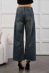 Cesar High Rise Mica Denim Wide Jeans (Tint Navy)