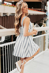 Here With Me Striped Mini Dress (Off White/Navy)