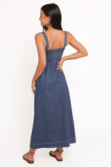 Bettie Midi Dress - Mid Blue Denim