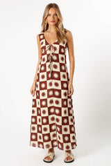 Carson Midi Dress - Brown Cream